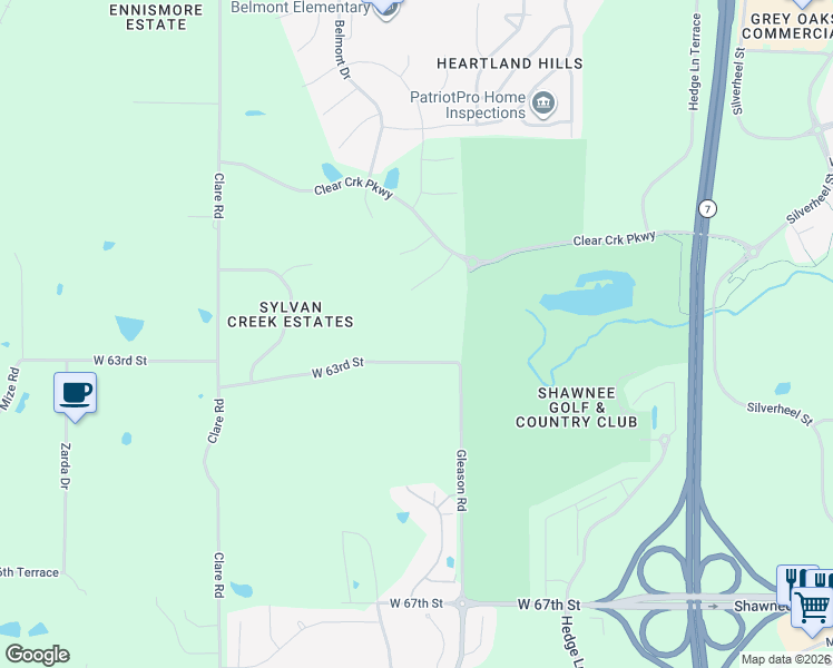 map of restaurants, bars, coffee shops, grocery stores, and more near 24052 West 63rd Street in Shawnee