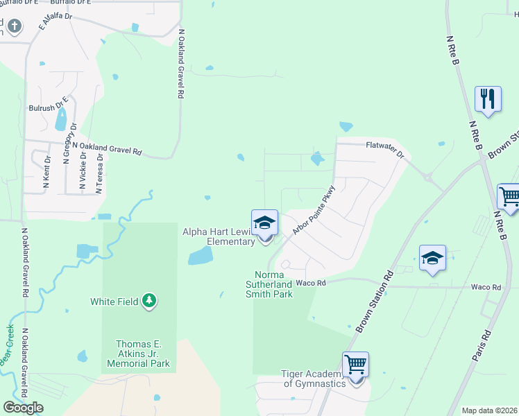 map of restaurants, bars, coffee shops, grocery stores, and more near 5801 Arbor Pointe Parkway in Columbia