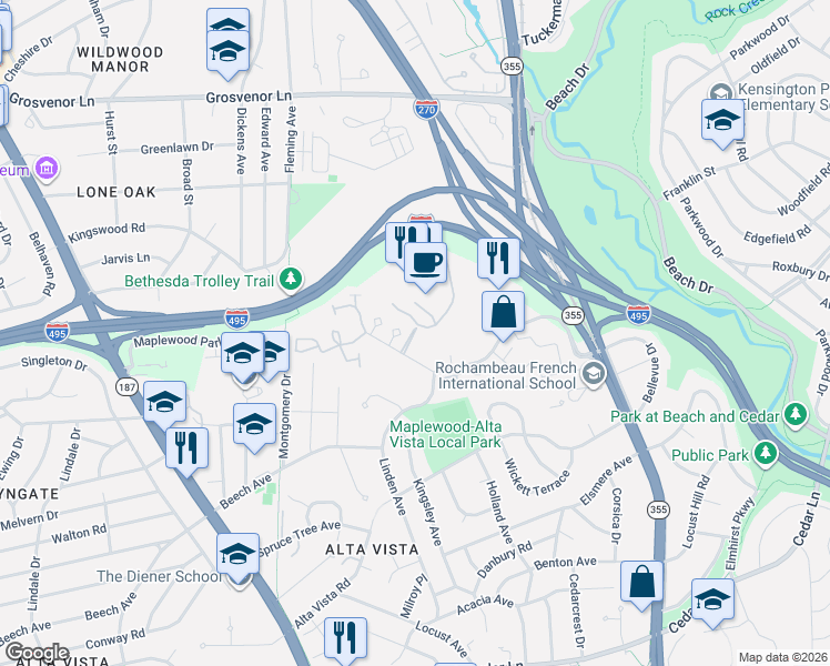 map of restaurants, bars, coffee shops, grocery stores, and more near 101 Independence Avenue Southeast in Washington