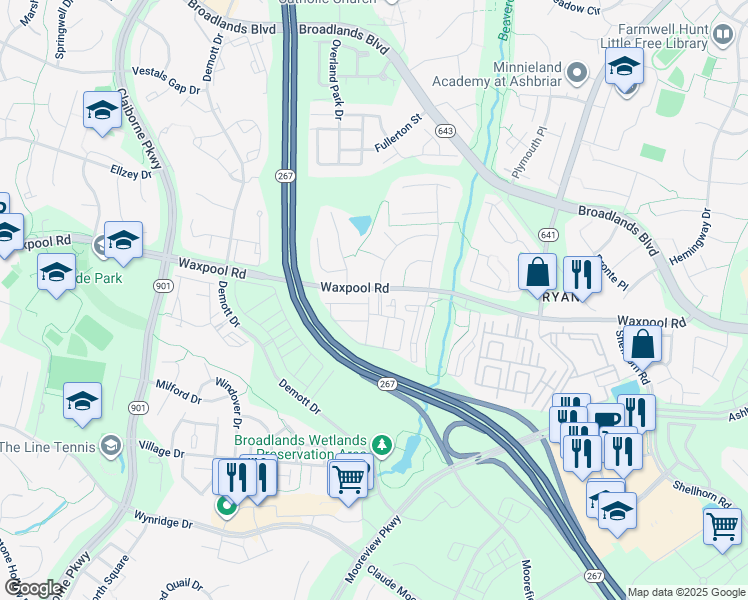 map of restaurants, bars, coffee shops, grocery stores, and more near 21723 Pagoda Terrace in Ashburn