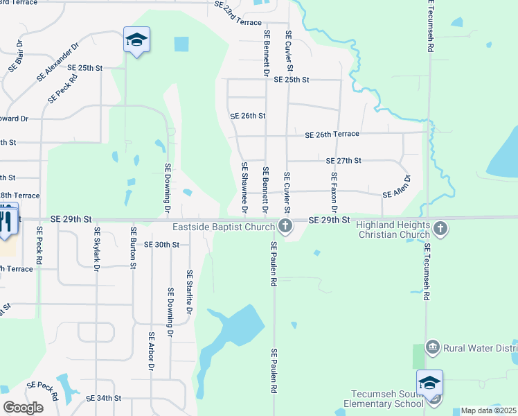 map of restaurants, bars, coffee shops, grocery stores, and more near 4191-4279 SE 29th St in Topeka