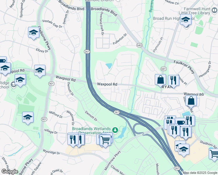 map of restaurants, bars, coffee shops, grocery stores, and more near 43316 Novi Terrace in Ashburn