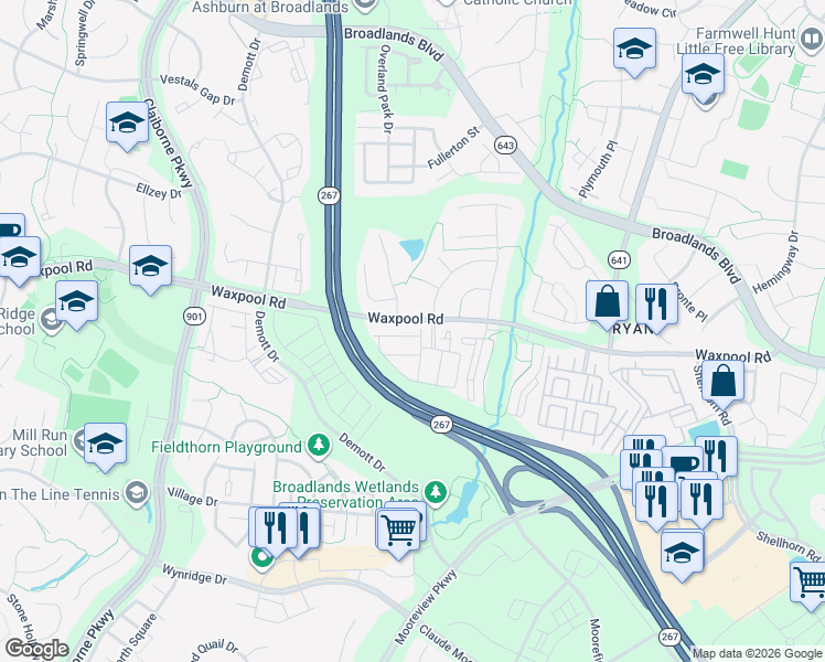 map of restaurants, bars, coffee shops, grocery stores, and more near 43316 Novi Terrace in Ashburn
