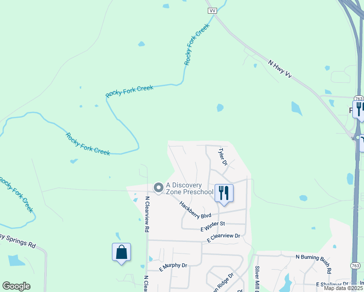 map of restaurants, bars, coffee shops, grocery stores, and more near 5759 S Cedar Ct in Columbia