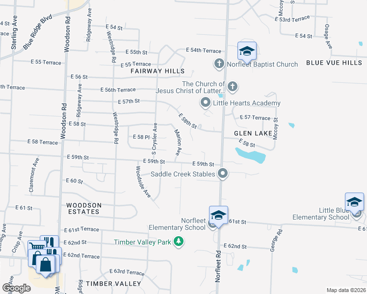map of restaurants, bars, coffee shops, grocery stores, and more near 5833 Marion Avenue in Kansas City