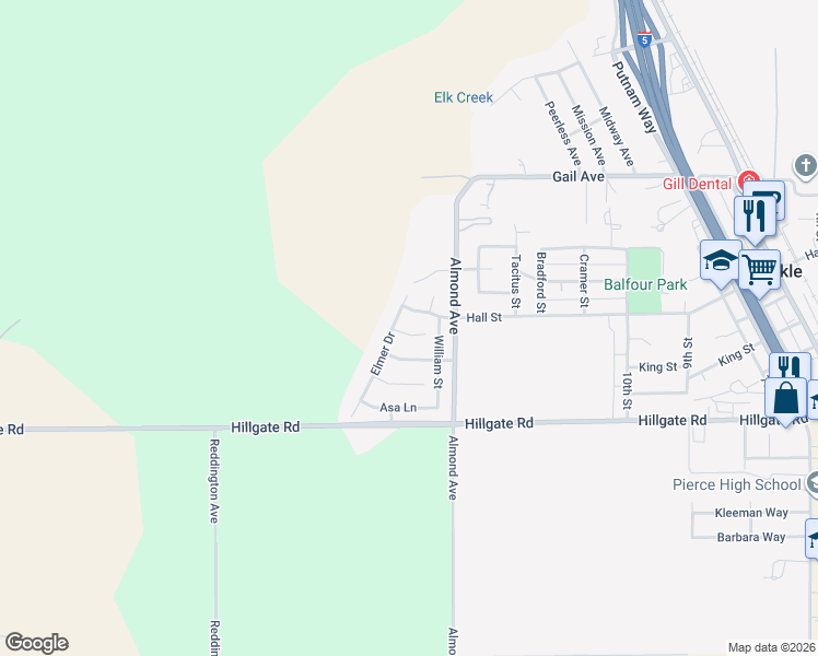 map of restaurants, bars, coffee shops, grocery stores, and more near 6570 Dolbow Way in Arbuckle