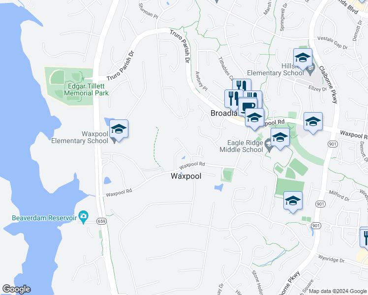 map of restaurants, bars, coffee shops, grocery stores, and more near Munday Hill Place in Ashburn