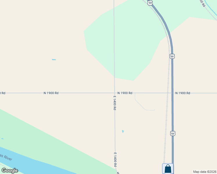 map of restaurants, bars, coffee shops, grocery stores, and more near 1921 East 1400 Road in Lawrence