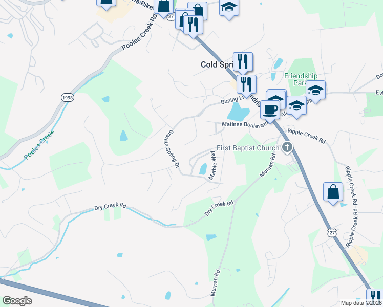 map of restaurants, bars, coffee shops, grocery stores, and more near 5853 Limestone Court in Newport