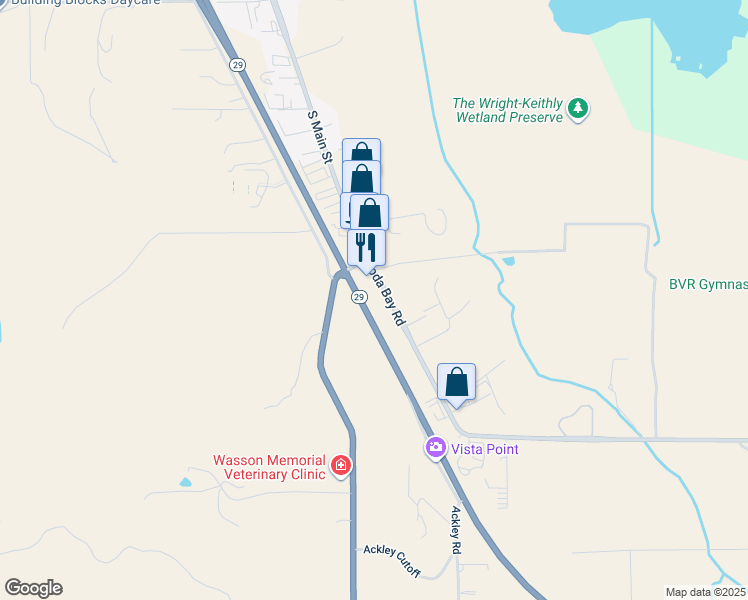 map of restaurants, bars, coffee shops, grocery stores, and more near 43 Soda Bay Road in Lakeport