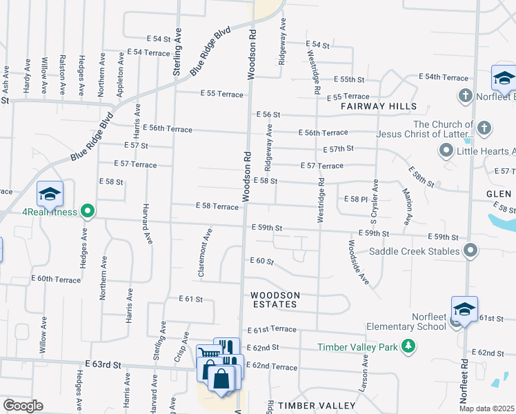 map of restaurants, bars, coffee shops, grocery stores, and more near 11700 East 58 Terrace in Kansas City