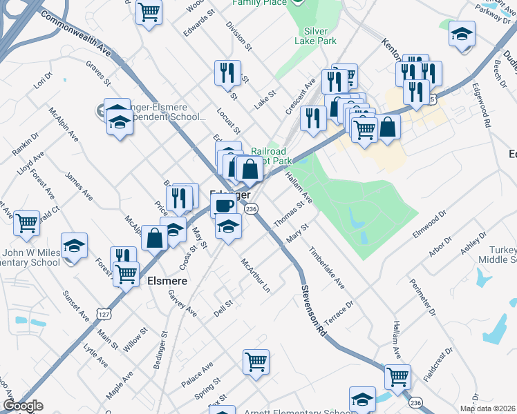 map of restaurants, bars, coffee shops, grocery stores, and more near 103 Timberlake Avenue in Erlanger