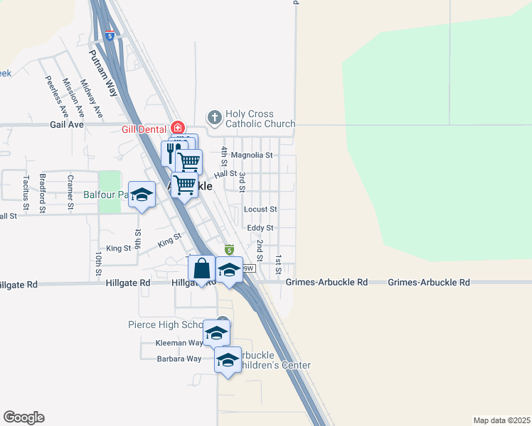 map of restaurants, bars, coffee shops, grocery stores, and more near 409 2nd Street in Colusa