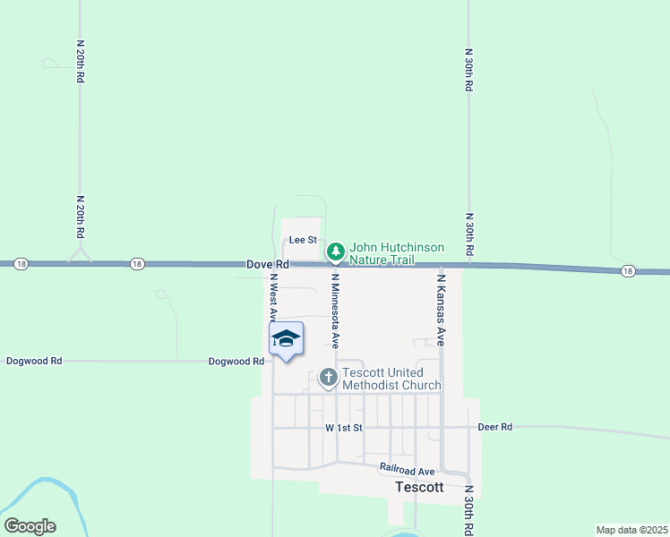 map of restaurants, bars, coffee shops, grocery stores, and more near 514 North Minnesota Avenue in Tescott