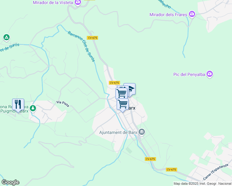 map of restaurants, bars, coffee shops, grocery stores, and more near 2 Carrer Vicent Andrés Estellés in Barx