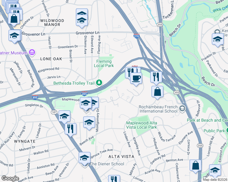map of restaurants, bars, coffee shops, grocery stores, and more near 101 Independence Avenue Southeast in Washington