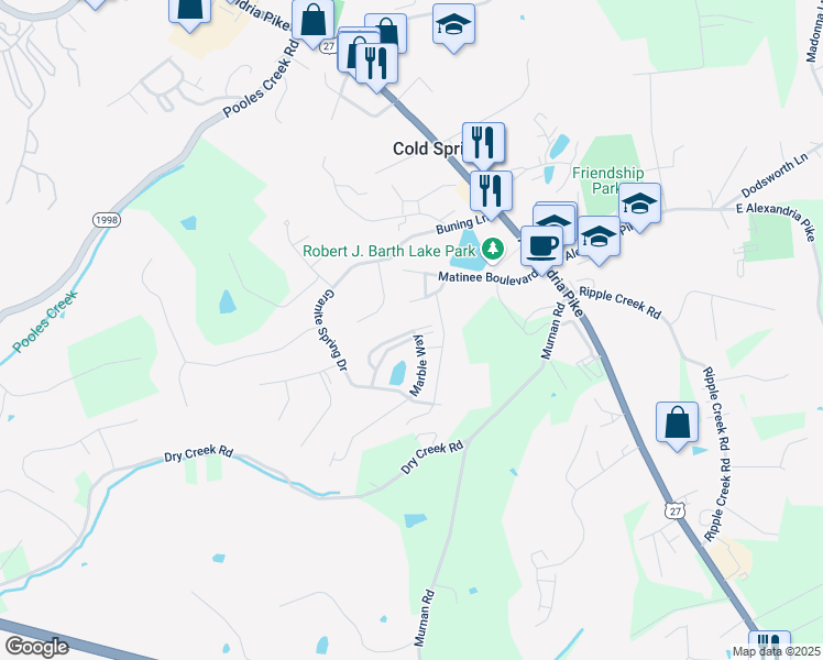 map of restaurants, bars, coffee shops, grocery stores, and more near 878 Flint Ridge in Cold Spring