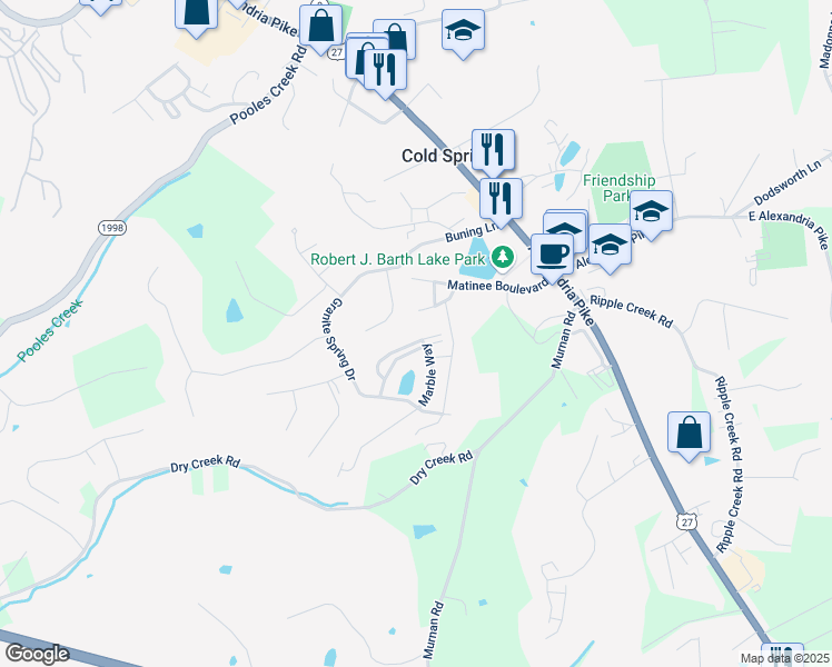 map of restaurants, bars, coffee shops, grocery stores, and more near 878 Flint Ridge in Cold Spring