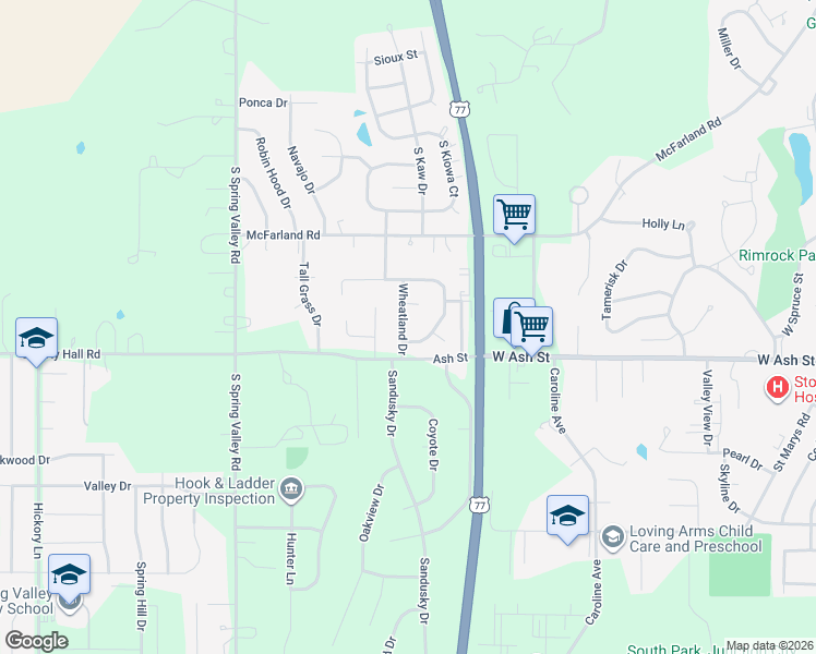 map of restaurants, bars, coffee shops, grocery stores, and more near 717 Wheatland Drive in Junction City
