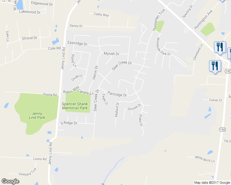 map of restaurants, bars, coffee shops, grocery stores, and more near 17 Partridge Drive in Amelia