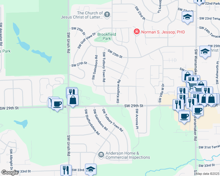 map of restaurants, bars, coffee shops, grocery stores, and more near 6525 Southwest 28th Street in Topeka