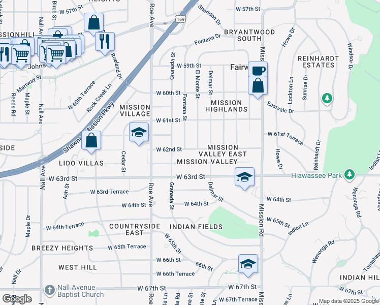 map of restaurants, bars, coffee shops, grocery stores, and more near 4409 West 62nd Street in Fairway