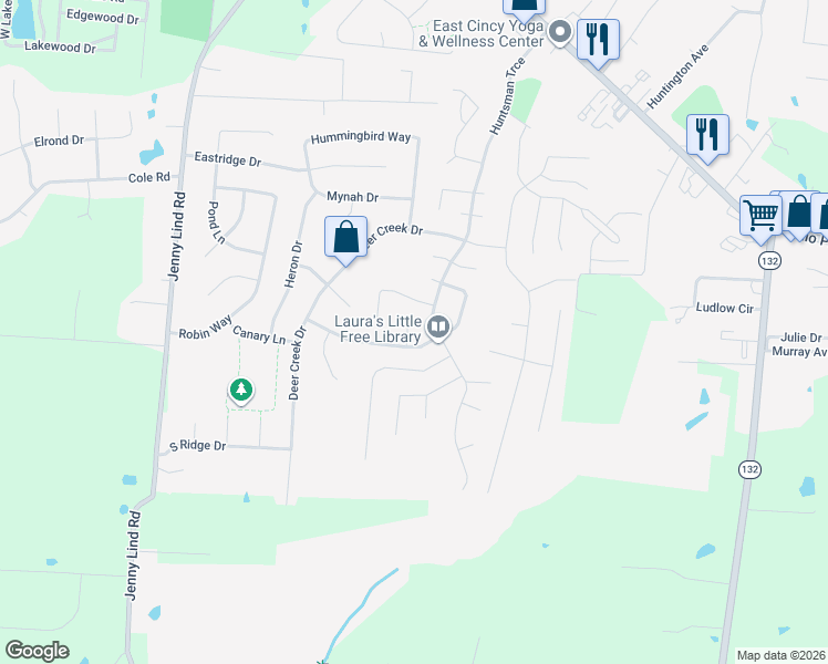 map of restaurants, bars, coffee shops, grocery stores, and more near 3 Pintail Court in Amelia