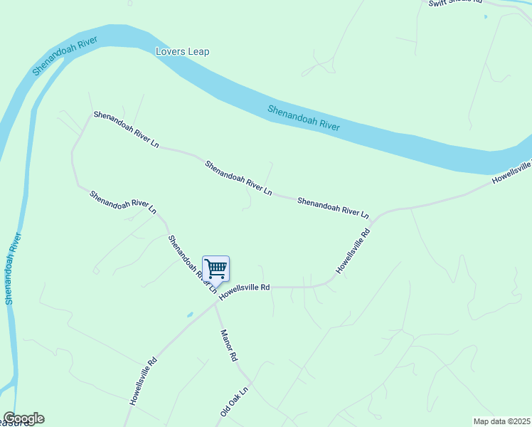 map of restaurants, bars, coffee shops, grocery stores, and more near 1550 Shenandoah River Lane in Boyce