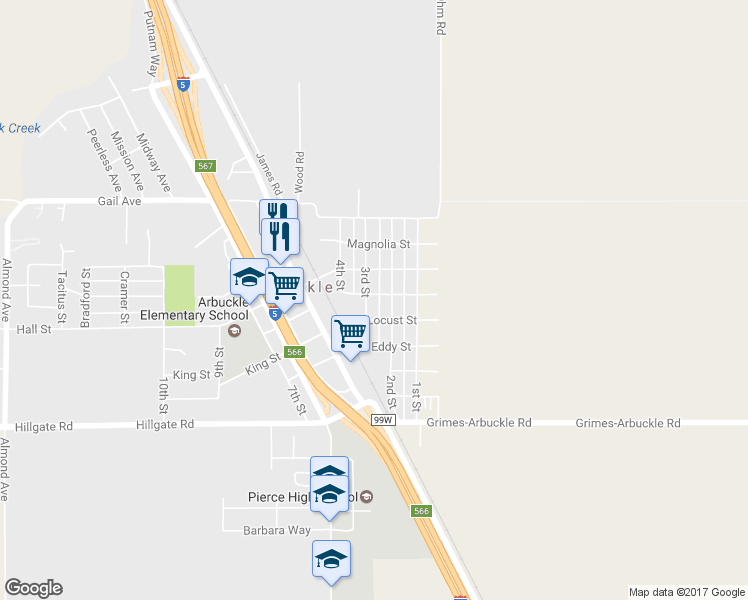 map of restaurants, bars, coffee shops, grocery stores, and more near 402 3rd Street in Colusa