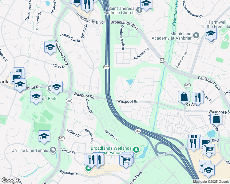 map of restaurants, bars, coffee shops, grocery stores, and more near 21663 Steatite Court in Ashburn