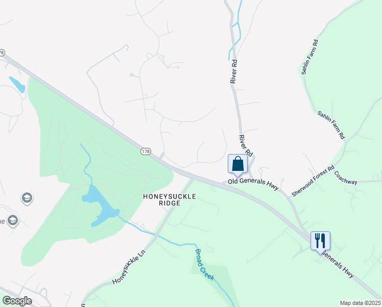 map of restaurants, bars, coffee shops, grocery stores, and more near 1204 John Ross Court in Crownsville