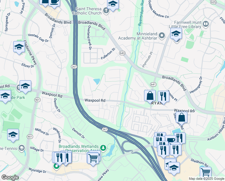 map of restaurants, bars, coffee shops, grocery stores, and more near 43392 Hatten Cross Court in Ashburn