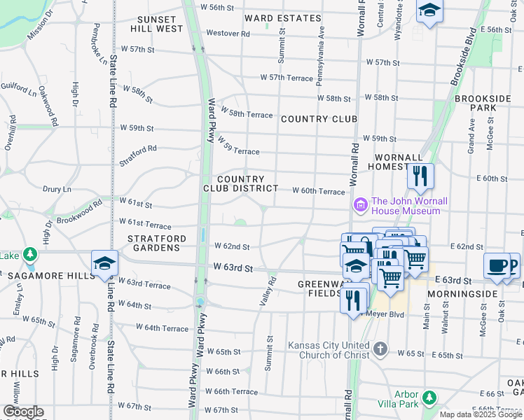 map of restaurants, bars, coffee shops, grocery stores, and more near in Kansas City