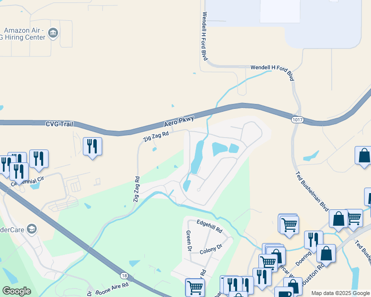 map of restaurants, bars, coffee shops, grocery stores, and more near 5509 Hazel Drive in Florence