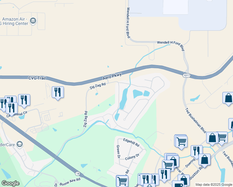 map of restaurants, bars, coffee shops, grocery stores, and more near 5509 Hazel Drive in Florence