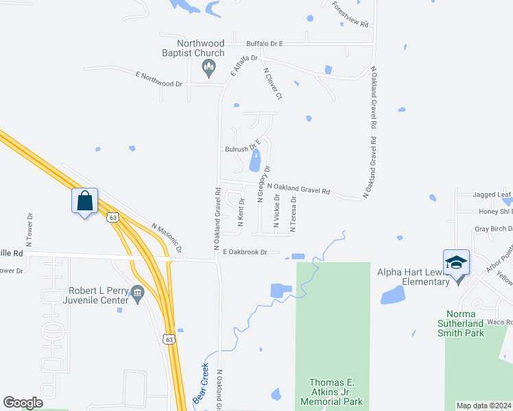 map of restaurants, bars, coffee shops, grocery stores, and more near 6003 North Gregory Drive in Columbia