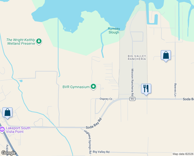map of restaurants, bars, coffee shops, grocery stores, and more near 2846 Park View Drive in Lakeport