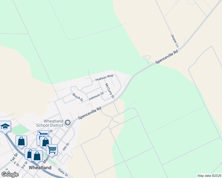 map of restaurants, bars, coffee shops, grocery stores, and more near 107 Hudson Court in Wheatland