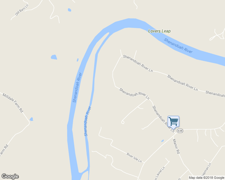 map of restaurants, bars, coffee shops, grocery stores, and more near 633 Shenandoah River Lane in Front Royal