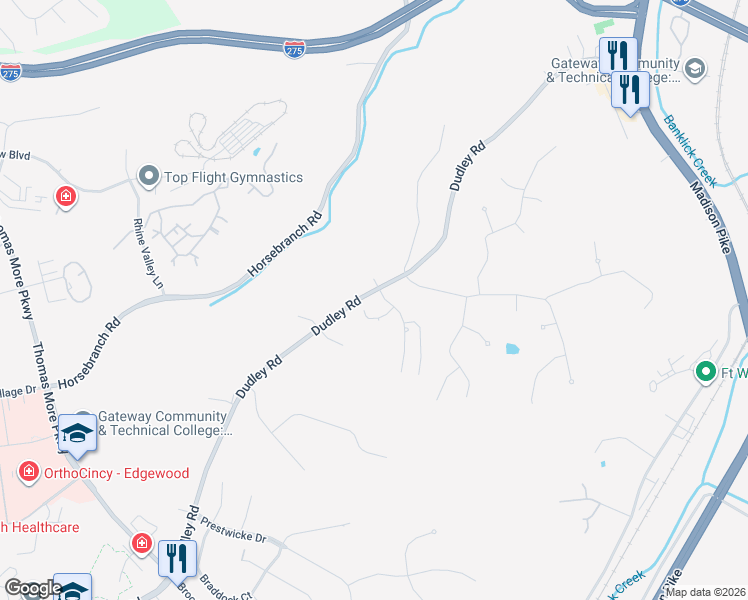 map of restaurants, bars, coffee shops, grocery stores, and more near in Edgewood