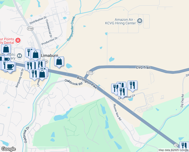 map of restaurants, bars, coffee shops, grocery stores, and more near 4987 Aero Parkway in Florence