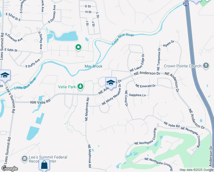 map of restaurants, bars, coffee shops, grocery stores, and more near 5717 Northeast Hidden Meadow Drive in Lee's Summit