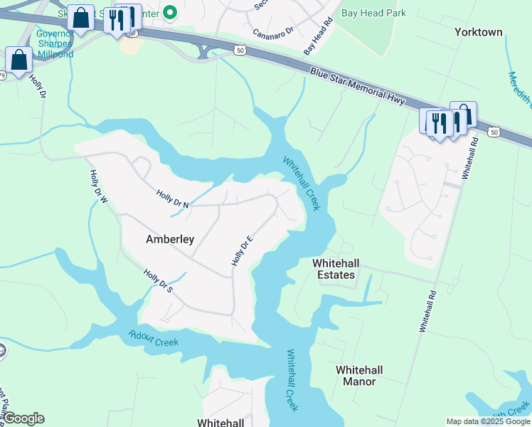 map of restaurants, bars, coffee shops, grocery stores, and more near 803 Holly Drive East in Annapolis