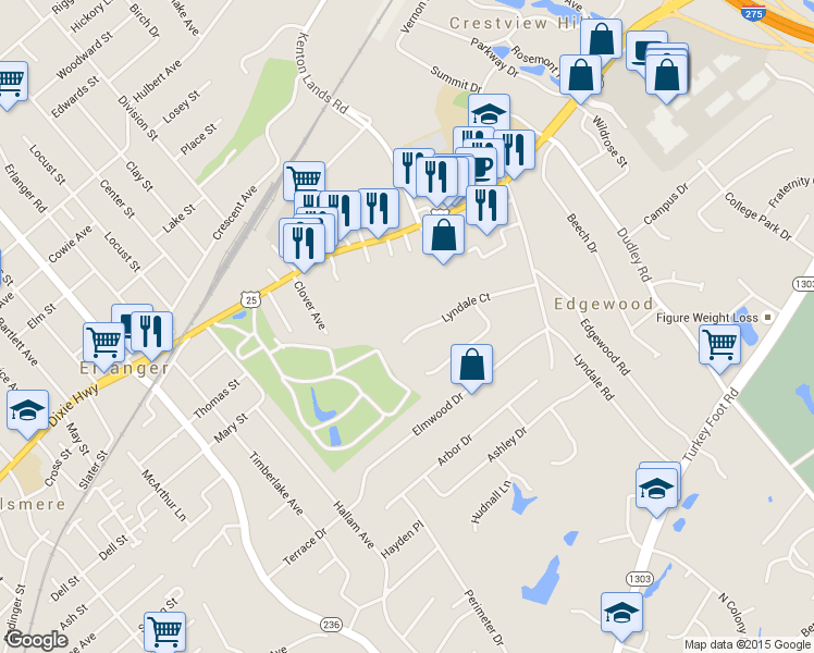 map of restaurants, bars, coffee shops, grocery stores, and more near 3074 Lyndale Ct in Edgewood