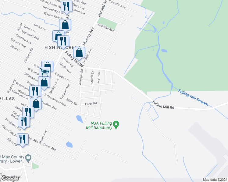 map of restaurants, bars, coffee shops, grocery stores, and more near 402 East Drumbed Road in Villas