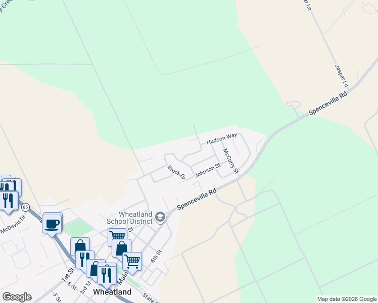 map of restaurants, bars, coffee shops, grocery stores, and more near 135 Sullivan Way in Wheatland
