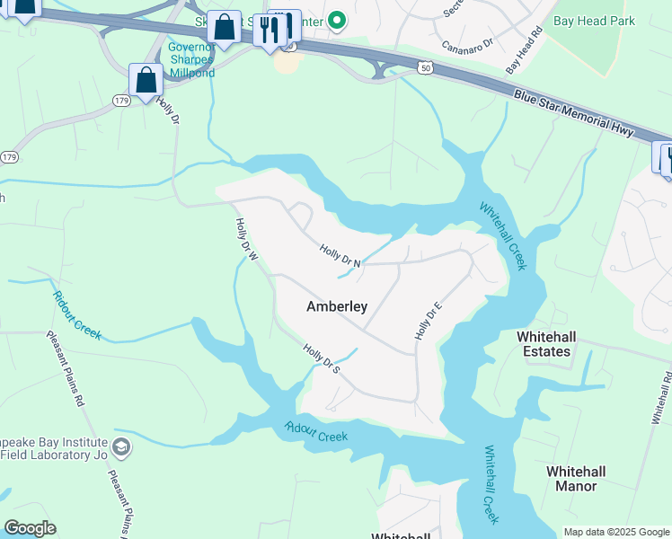map of restaurants, bars, coffee shops, grocery stores, and more near 739 Holly Drive North in Annapolis