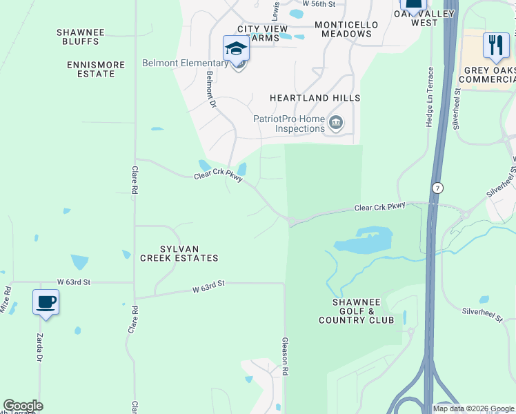 map of restaurants, bars, coffee shops, grocery stores, and more near 24052 West 63rd Street in Shawnee