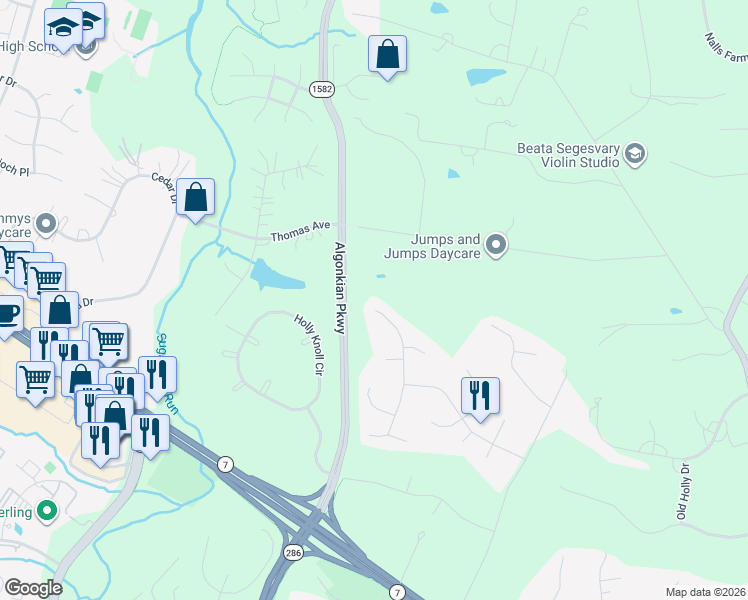 map of restaurants, bars, coffee shops, grocery stores, and more near 901 Holly Creek Drive in Great Falls