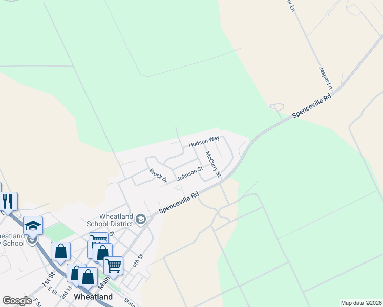 map of restaurants, bars, coffee shops, grocery stores, and more near 148 Sullivan Way in Wheatland